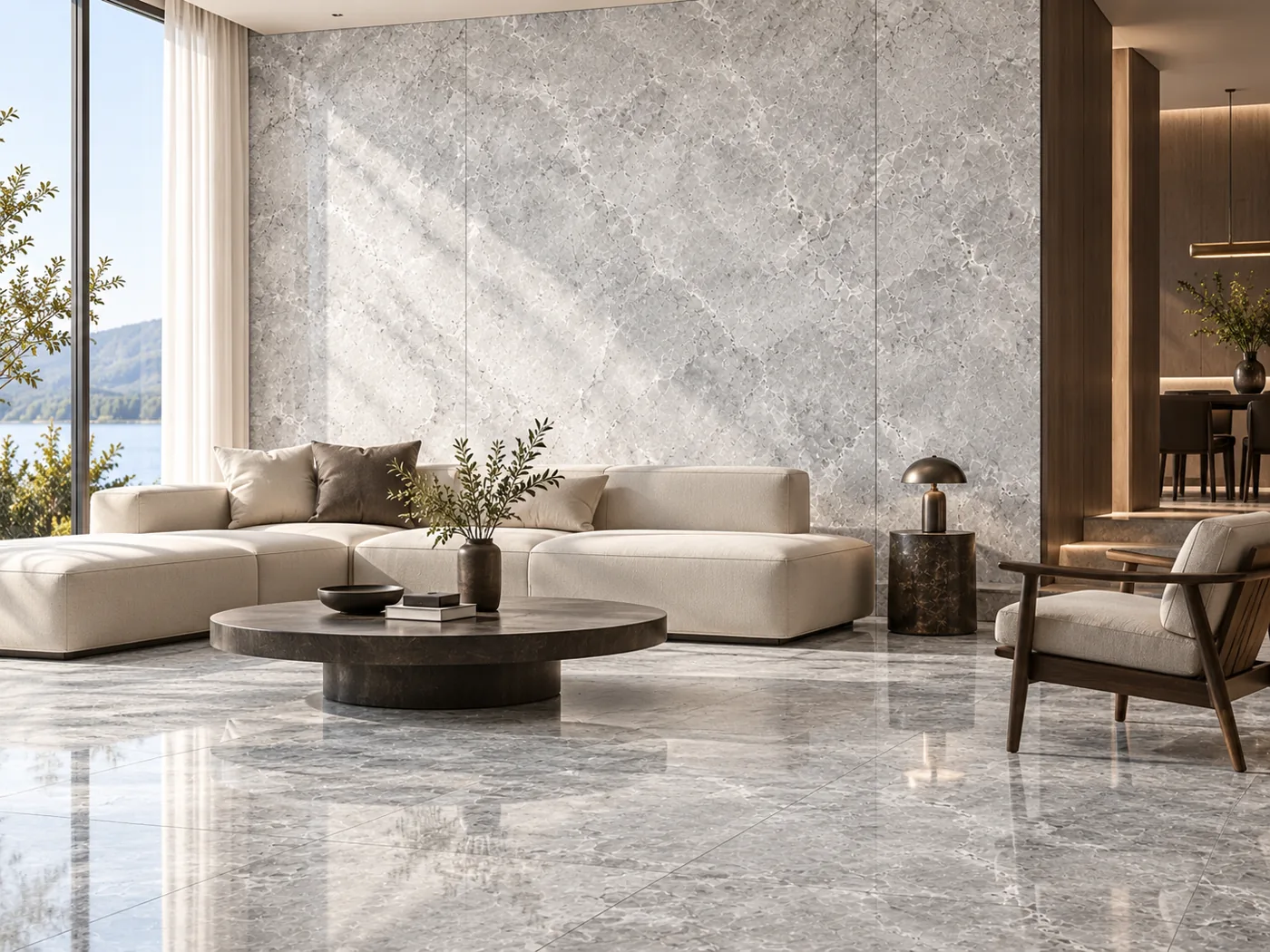 Conceptual interior visualization for the RENJUN Digital Glue Finish collection, not a photographed installation